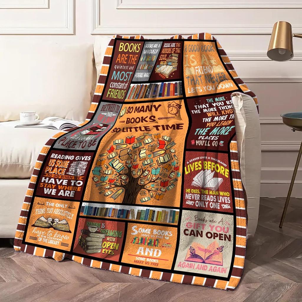 Reading Blanket inches So Many Books So Little Time Flannel Throw for Book Lovers Readers Librarians Custom blankets