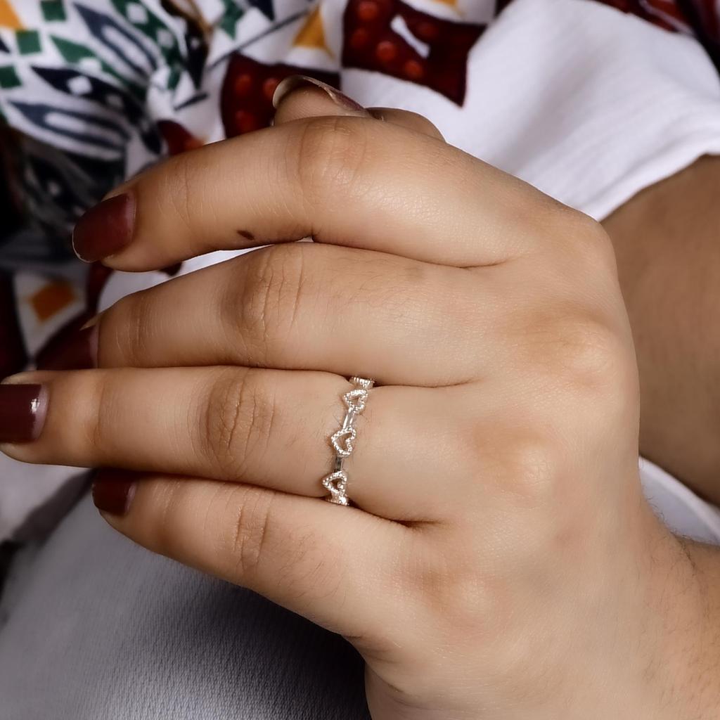 Minimalist Heart Band Ring, 925 Sterling Silver Stackable Love Ring, Cute Heart Design Romantic Jewelry Gift for Women