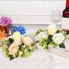 5Pcs Simulated Rose Flower Candlestick Wreath Small Candle Rings Dining Table Centerpieces Decoration Wedding Props