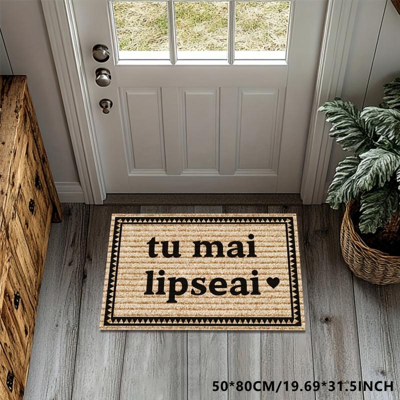 VIKAMA Romanian Phrase Welcome Rug, Durable Anti-Slip Floor Mat For Indoor And Outdoor Entry Areas, Home Decoration