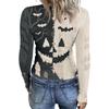 Women Halloween Print Long Sleeve Slim Fit Crew Neck Base Shirt Stretchy Ribbed Fabric Casual Top for Autumn and Winter