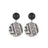 Fashion Boho Retro Button Earrings National Wind Weave Grass Paper Round Earrings Jewelry KTJ