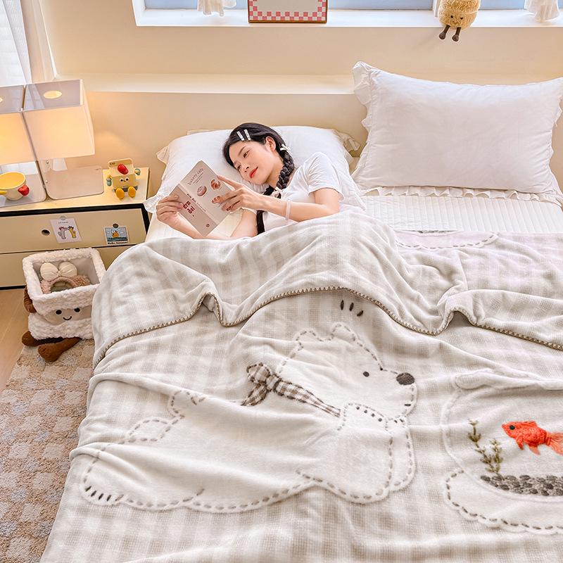 A-Class Plush Penguin Velvet Blanket - Double-Sided, Thickened, Imitation Cashmere Throw for Dorms and Shawls