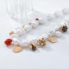 Gold Tone Alloy Pendant Necklace With Pearl Chain Heart Insect Leaf Geometric Charms Bold Statement Jewelry Women