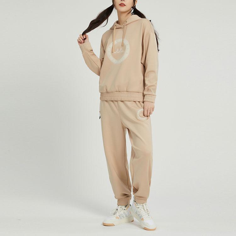 Adidas Letter Print Knitted Drawstring Hoodie Women Hoodies Khaki IB2756