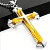 Men's Bold Black And Gold Cross Pendant Necklace With Diamonds Stylish Fashion Jewelry For Men