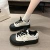 Muffin Sole Silver Star Ugly Cute Little White Shoes Women 2025 New Versatile Round Head Soft Sole Casual Student Board Shoes