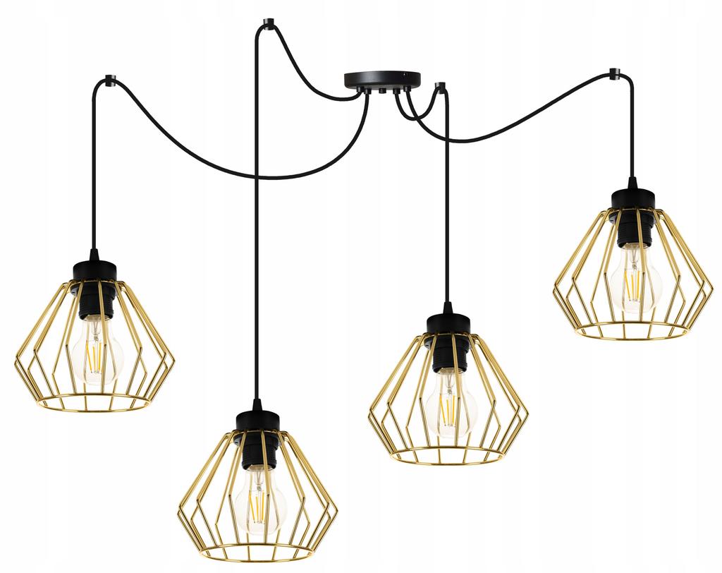 Golden Spider Ceiling Hanging Lamp, Wire Plafon