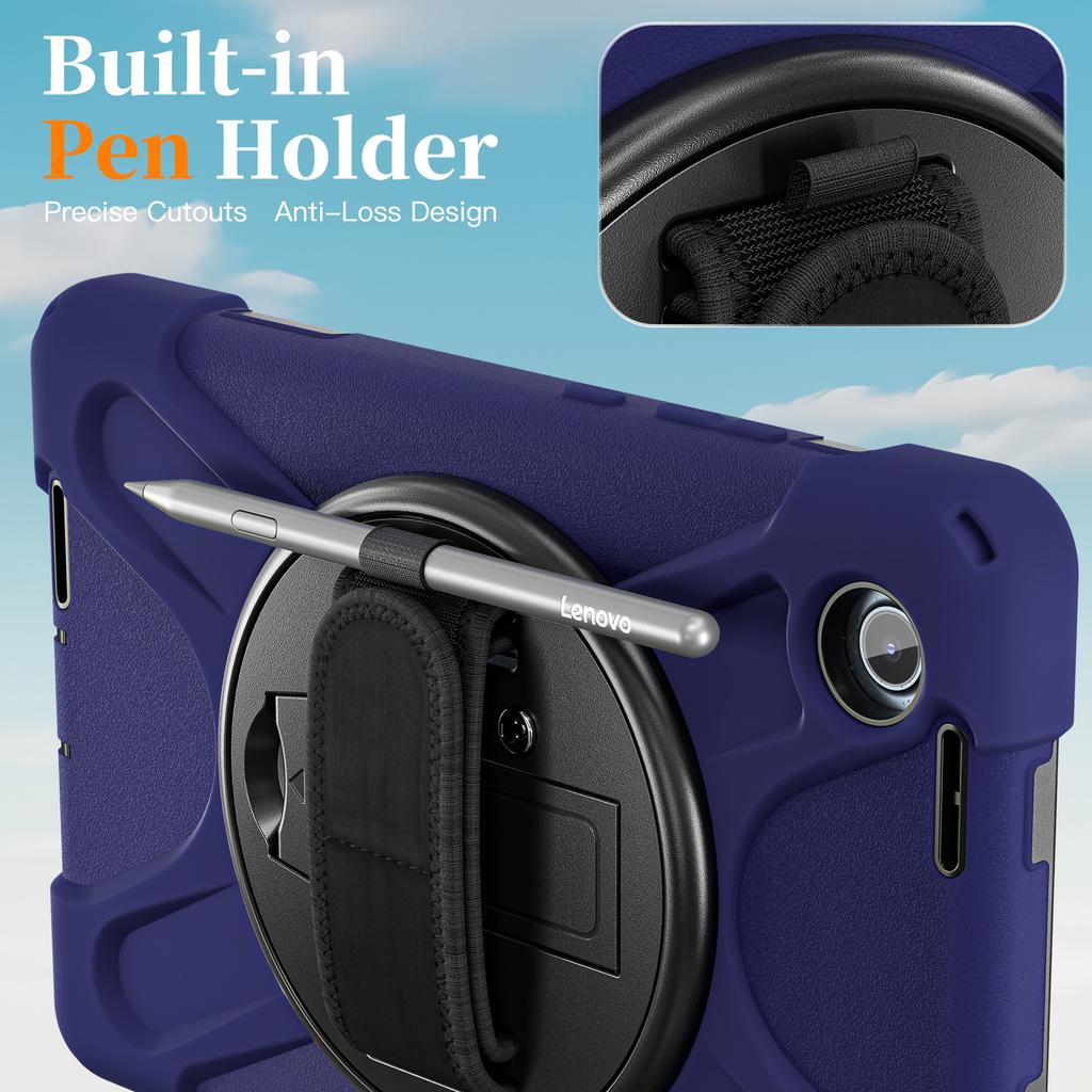 For Lenovo Tab K9/Tab One Kickstand Case TPU PC Silicone Tablet Cover with Shoulder Strap