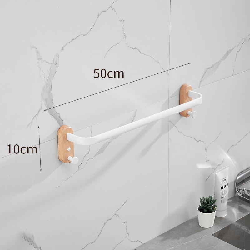 40cm-60cm Wood Bathroom Towel Rack Black/White Aluminum Towel Holder Wall Hanging Multi Pole Triple Towel Bar With Hook