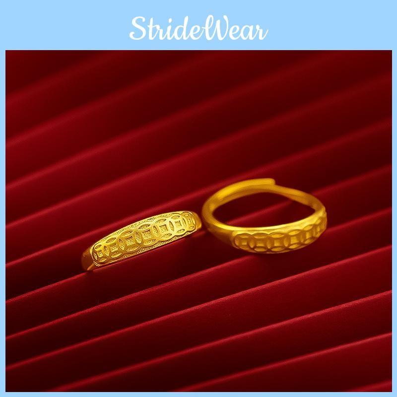 Plated Gold Beautiful Coin Ring For Women Adjustable Size Chic Accessory Ring