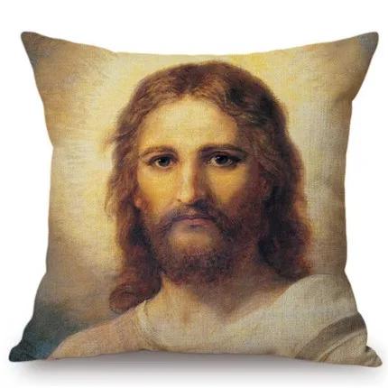 Jesus Christ Portrait Christian Art Cushion Cover Car Decoration Oil Painting Home Pillow Cover