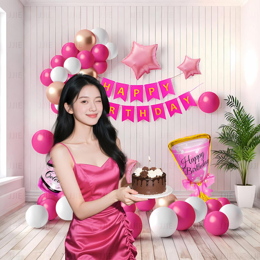 Happy Birthday Party Boys And Girls Scene Arrangement Decorative Supplies Background Wall Balloons Internet Celebrity 18 Bar Mitzvah