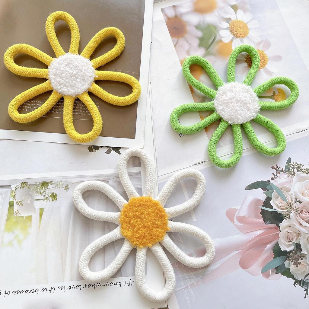 6Pcs Cotton Rope Flower Nursery Wall Decors Kid Room Decorations for Girl Woven Colorful Flower Ornaments Wall Hangings