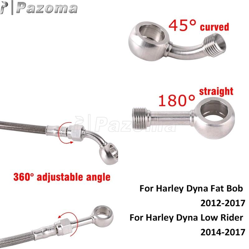 45° 180° 0° Motorcycle Cylinder Banjo Motorcycle Brake Hose Hydraulic Line Cable For Harley Dyna Fat Bob FXDF Low Rider FXDL ABS