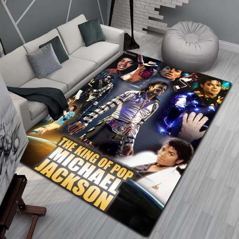 Tappeto Artistico 3D Moda MJ Michael Jackson King of Pop per Camera da Letto Soggiorno Divano Casa Zerbino Decorazione, Tappetino Pavimento Grande Antiscivolo per Bambini