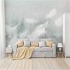 Mural Wallpaper Minimalism Beautiful Blue Watercolor White Feathers Background Wall Mural