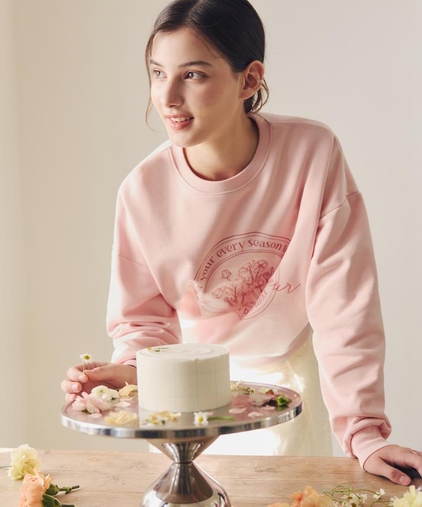 ZEROSTREET [5 Colors] Flower Lettering Sweatshirt