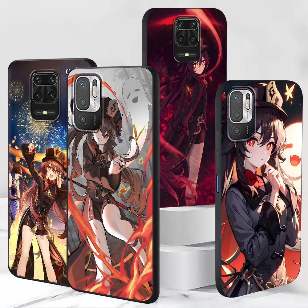Hu Tao Genshin Impact Case for Xiaomi Redmi 10A 10C 9C 12C 9A 9i 10 12 9 Prime 9T K40 Pro Black Soft TPU Mobile Phone Bag Cover