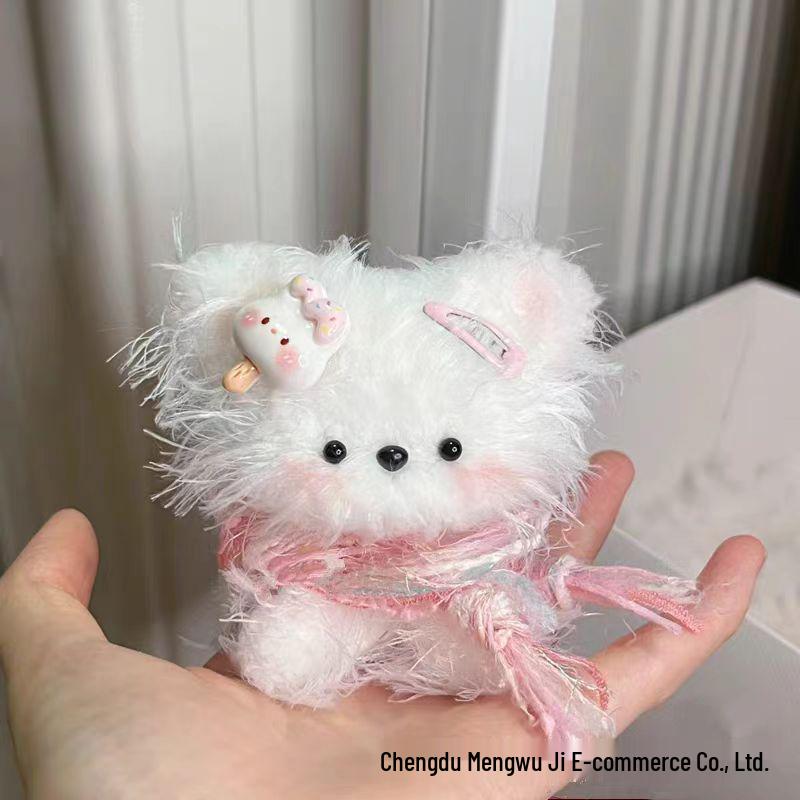 

Плюшевая кукла-щенок ручной работы, подарочный набор на день рождения, из шерсти, с кроличьим мехом и шениллом, для девушки