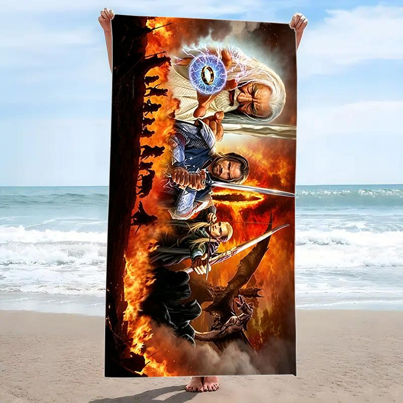 Lord Rings Print Beach Towel, Large Soft Quick Dry Towel for Beach Camping Swimming