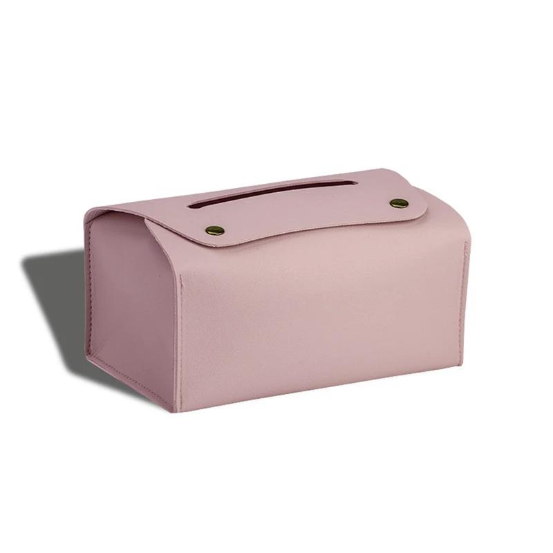 Simple Solid Color Tissue Box Household Table PU Leather Napkin Holder Waterproof Storage Sundries Case Car Paper Organizers Box