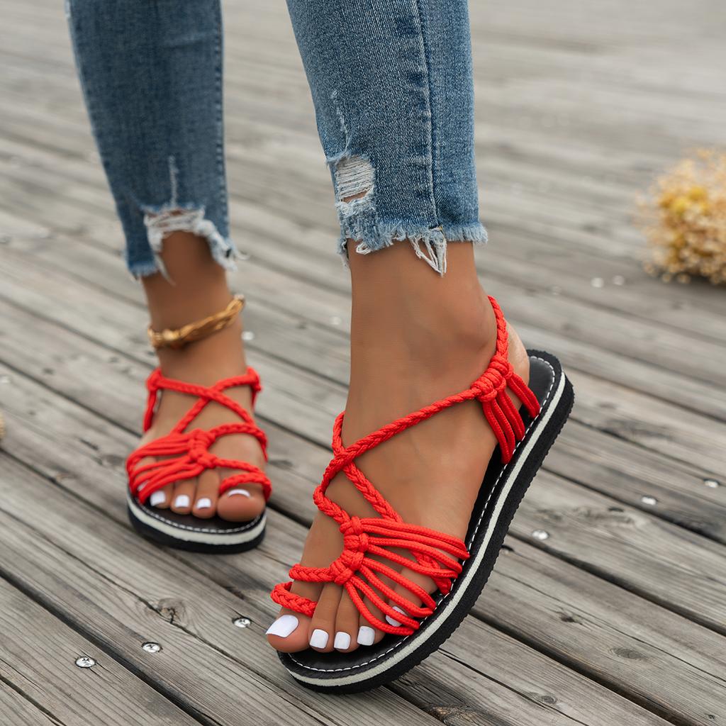 Fashion Hot Selling Women's Sandals Round Toe Open Toe Shoes for Women Slip-on Flat Toe Set Shoes Outdoor Anti-slip Platform Flip Flops
