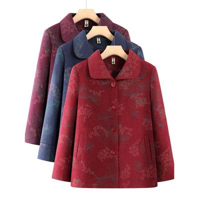 Grandma's High-End Autumn Wool Coat for Women, Turn-Down Collar, Perfect for Elderly and Middle-Aged Mothers