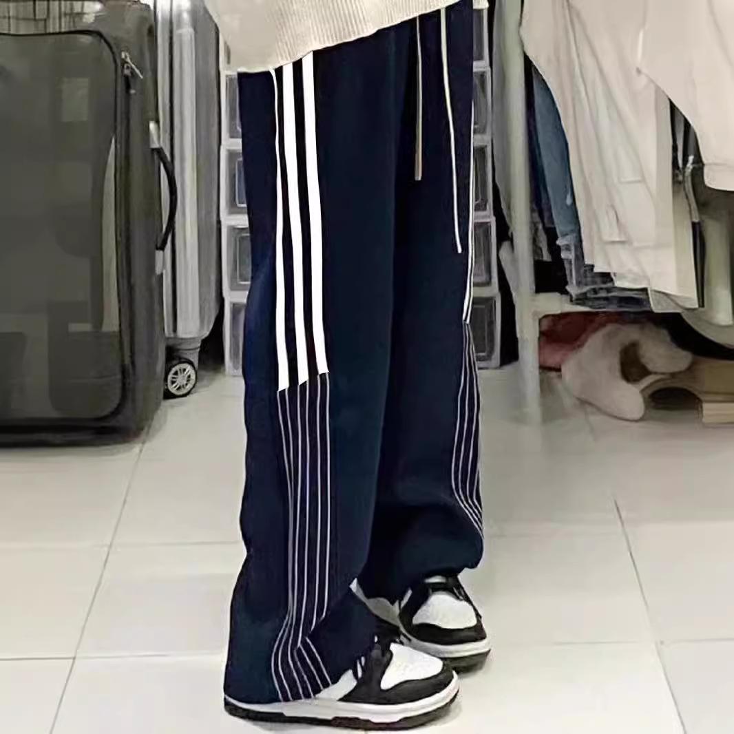 

Women s Retro Striped Wide-Leg Pants - Autumn Edition XXL темно-синього кольору