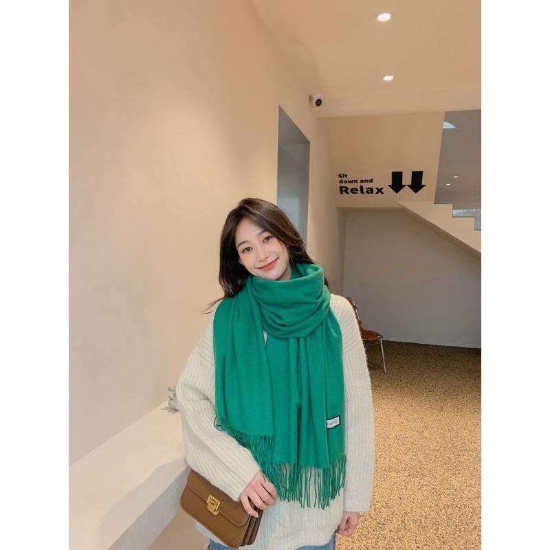 Scarf Women's Autumn and Winter New Wool Cashmere Scarf Versatile Men's Shawl Dual Purpose Solid Color Scarf