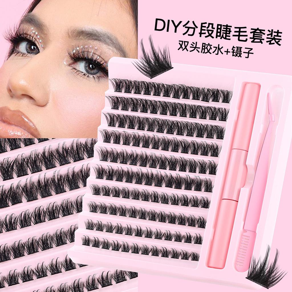 Diy Segmented False Eyelashes 120 Clusters Large Capacity 10-16M With Glue Tweezers Set Combination
