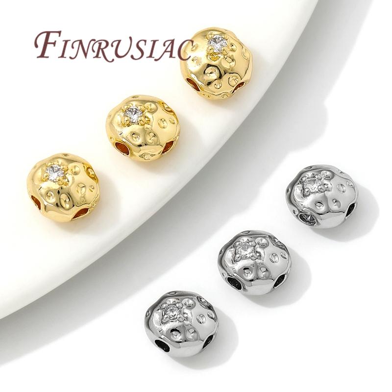 18K Gold Plated Round Metal Beads Separator For Beads DIY Jewelry Making Supplies Bracelets Accessories Spacer Bead