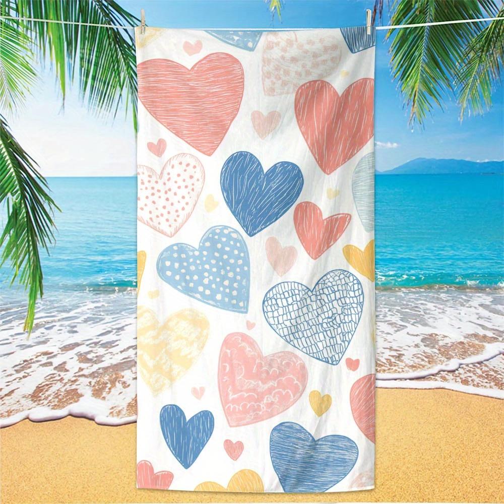 1pc Microfiber Large Heart Patterned Beach Towel Colorful Sandproof Quick Dry Lightweight Oversized Soft Microfiber Perfect for