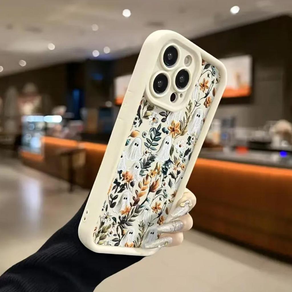 Ghost Flowers Trendy Phone Case for Apple iPhone 17 Pro Max/16/15/14/13