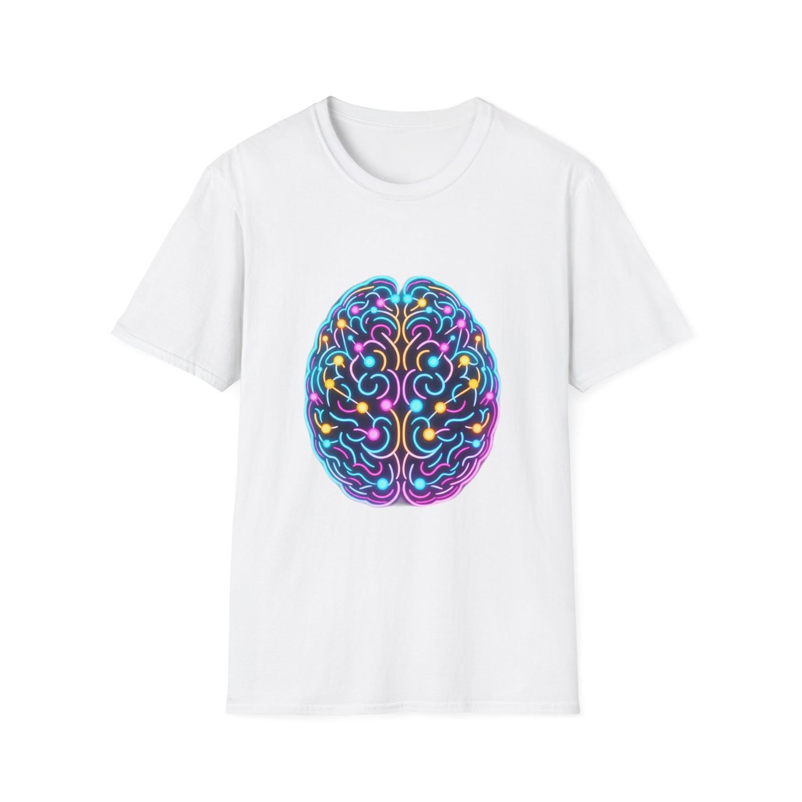 Neon Brain T-Shirt Psychedelic Glow Mind Science Art Tee Colorful Festival Shirt S разноцветный