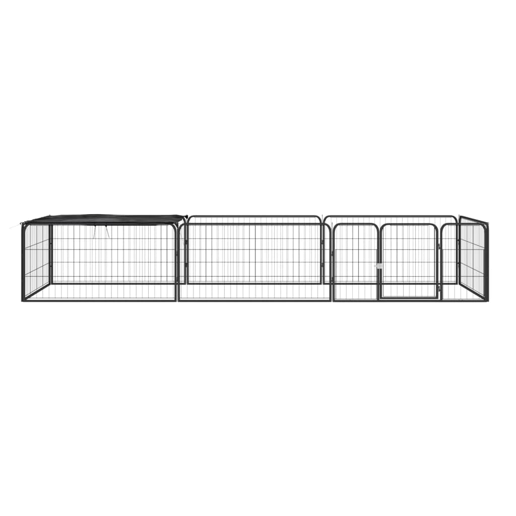 Vidaxl Kojec Dla Psa, 8 Panele, Czarny, 100X50 Cm, Stal
