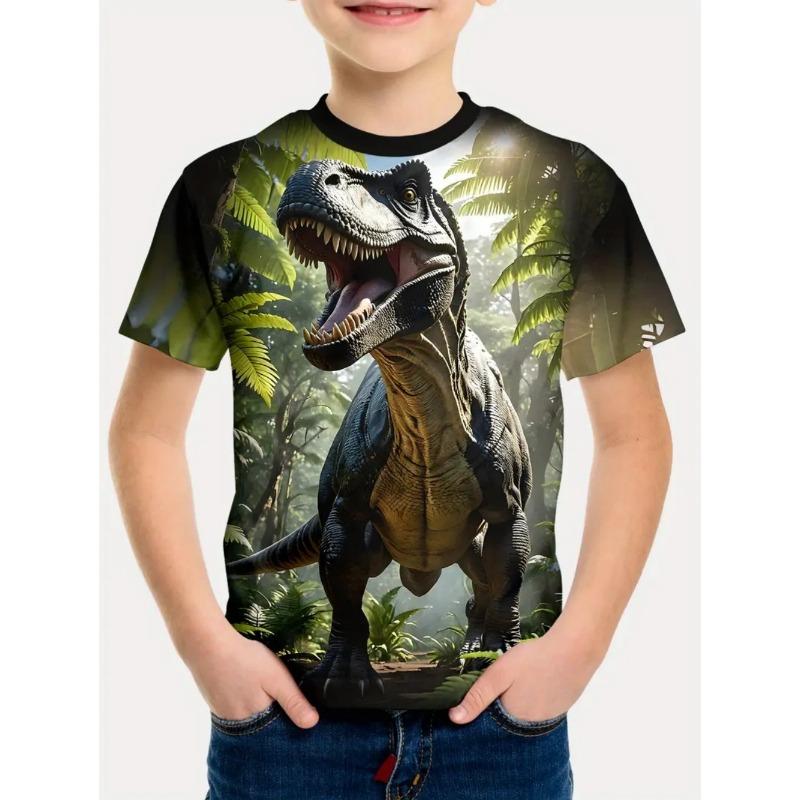 Boys Kids Clothes 3D Print Cartoon Dinosaur Graphic T Shirts