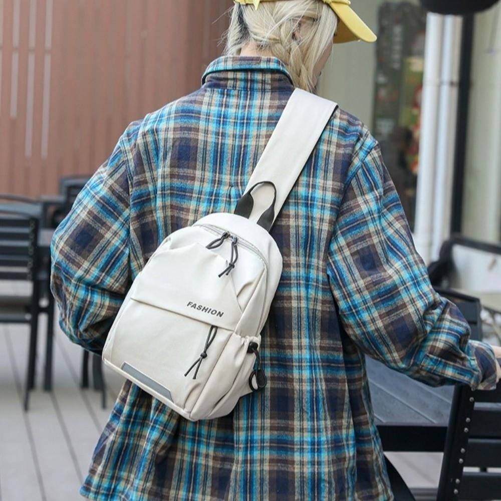 Solid Color Shoulder Crossbody Bag Multifunctional Sports Knapsack Cool Nylon Chest Bag  Male