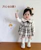 Baby Clothes Long Sleeve One Piece Dress Romper Checkered Layered Baby Newborn Girl Room Wear Cute Cotton Soft [SLINX] (Red, 73)