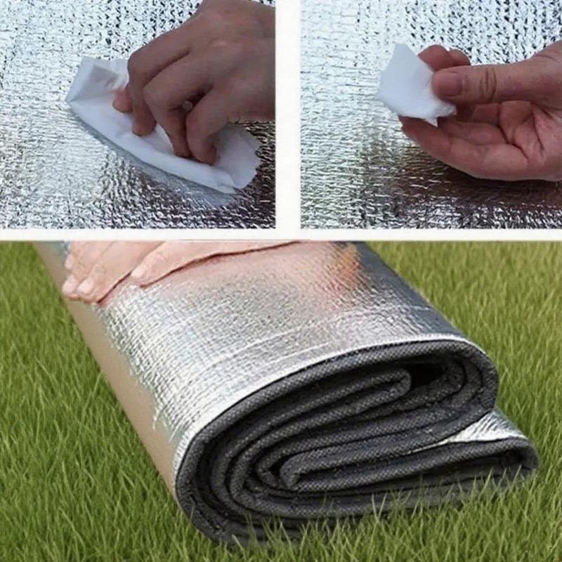 Doppelseitige Aluminiumfolie Feuchtigkeitsbeständige Matte für den Außenbereich, Doppelt- oder Mehrpersonen-Strandmatten, Campingzelt-Bodenplane, Leichte Wander-Schlafmatten