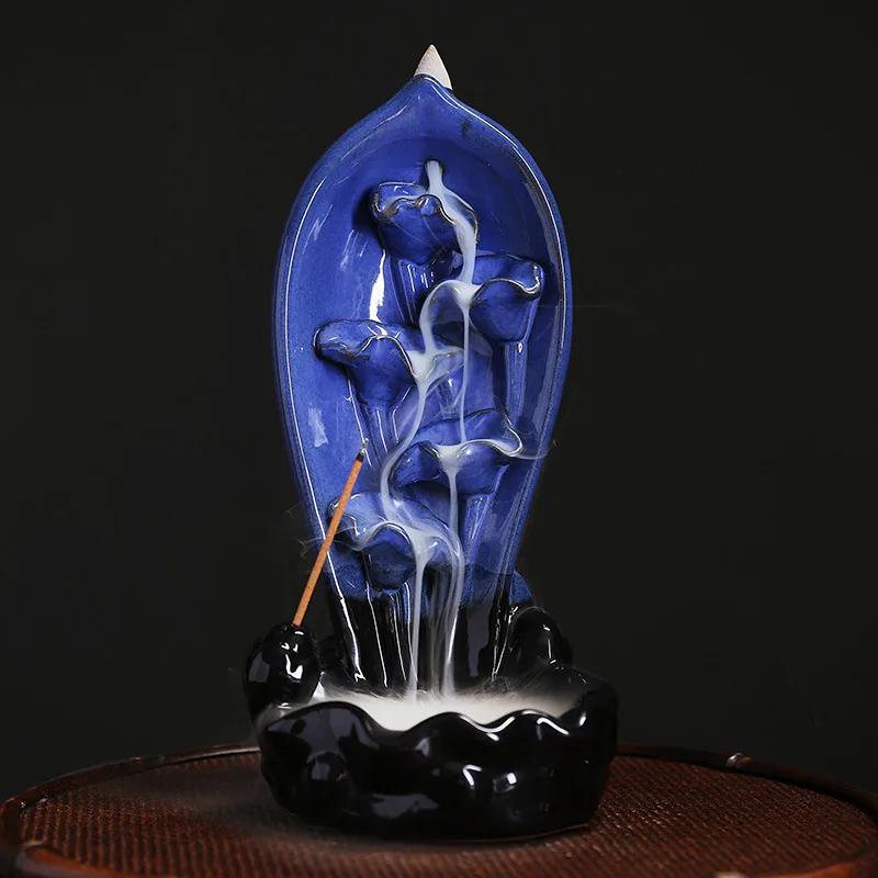 1pc Ceramic Incense Burner With 20 Cones, Waterfall Backflow Incense Stick Holder, Aromatherapy Ornament, Zen Decor, Home Decor