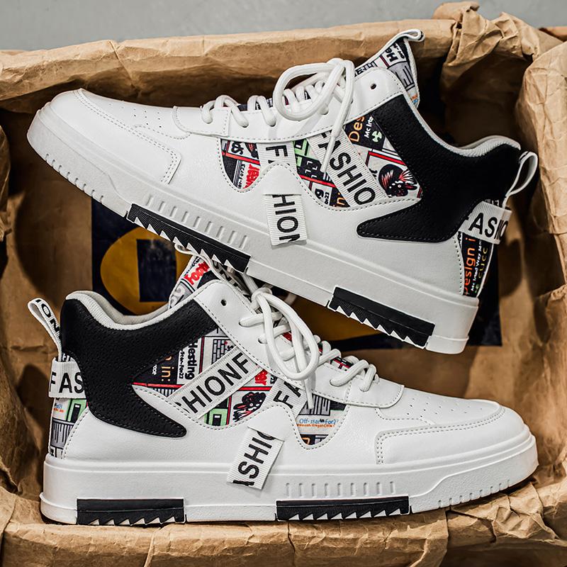 Sneakers Alte da Uomo, Scarpe da Uomo Trendy Color-Block Graffiti, Versatili Scarpe Sportive Casual Stile Street