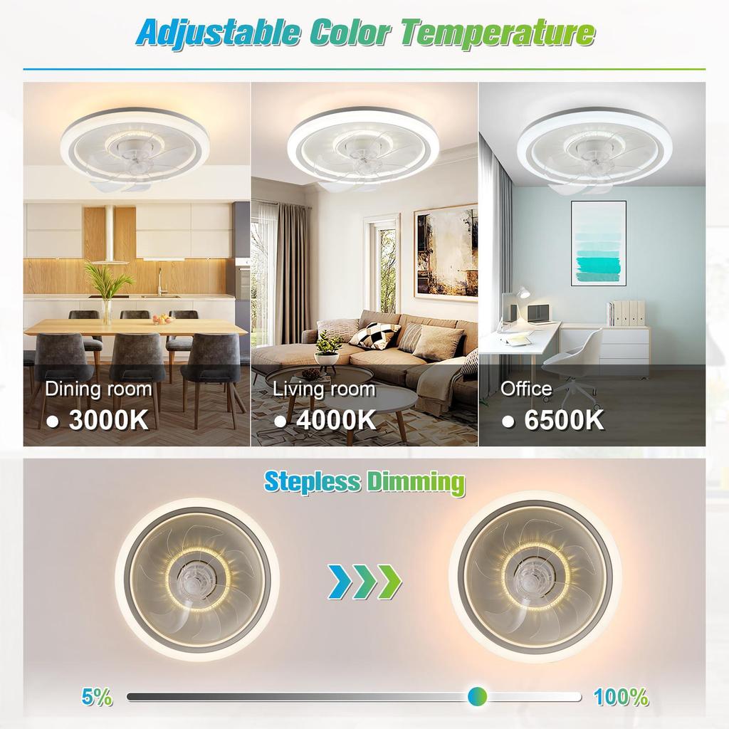Bladeless LED Ceiling Fan with Remote Control for Bedroom & Living Room