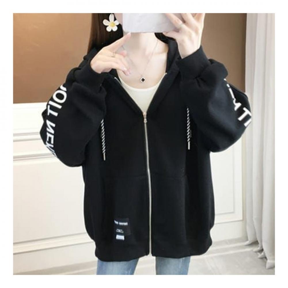 Navava Women Casual Lettering Long Sleeve Zip Up Hoodie Nc191