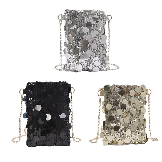 Borsa a tracolla per telefono con paillettes Mini borsa a tracolla scintillante con tracolla a catena Borsa a tracolla Piccola custodia per telefono per donne ragazze Festa Appuntamento Uso quotidiano