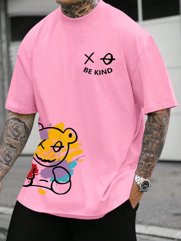 Minimalist Doll Bear Pattern Design Print Mans T-Shirts Fitting Oversized T-Shirt Leisure Soft Tshirt Pleasure Breathable Tops