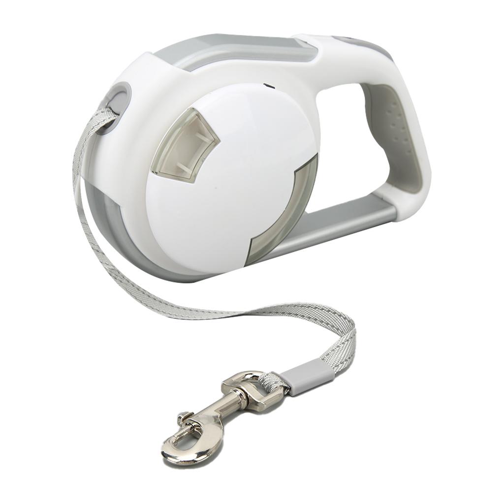 16.4ft Intrekbare Hondenriem Lichtgewicht Automatische Hondenriem met Licht voor Puppy Huisdier Wit