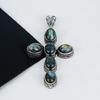 Dainty Labradorite Gemstone Pendant 925 Sterling Silver- Handmade Cross Design, Everyday Wear Jewelry, Unique Labradorite Pendant Gifts