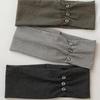 Pleated Women Headband Elastic Head Wrap Vintage Wide Button Headband  for Students Daily
