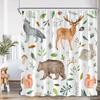 Cartoon Shower Curtain Ocean Animals Blue Whale Tropical Fish Lion Plantes Kids Bathroom Decor Polyester Bath Curtain with Hooks